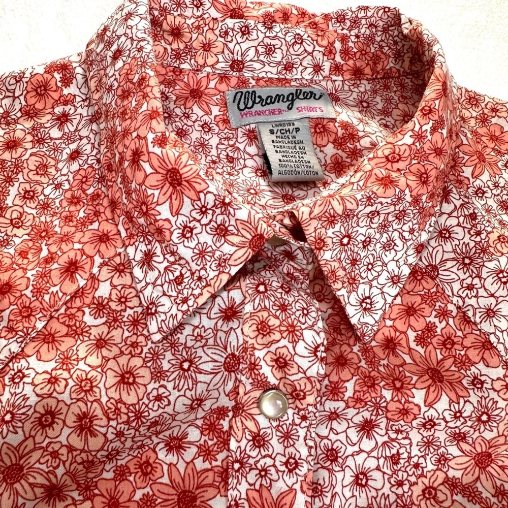 Wrangler Wrancher Shirt Cotton Floral Pearl Snap Western Short Sleeve Women S - Picture 3 of 8